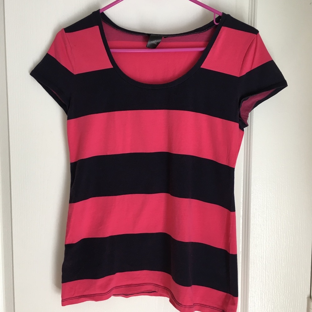Ann Taylor Pink & Black Short Sleeve T-Shirt S